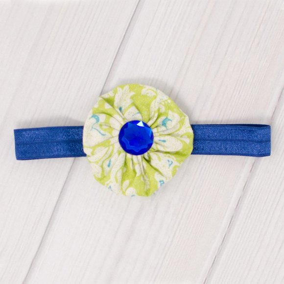 Green & Blue Hair Bow & Headband Set - Picture 1 of 3